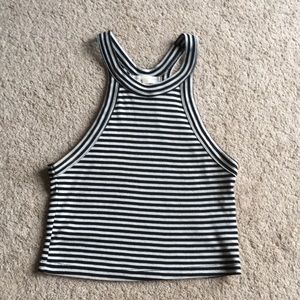 Black and white striped crop top